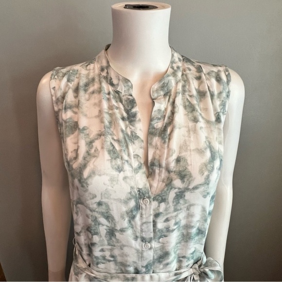 Anthropologie Cloth & Stone Maxi Dress Boho Green White Button Front Lined M - Picture 3 of 8